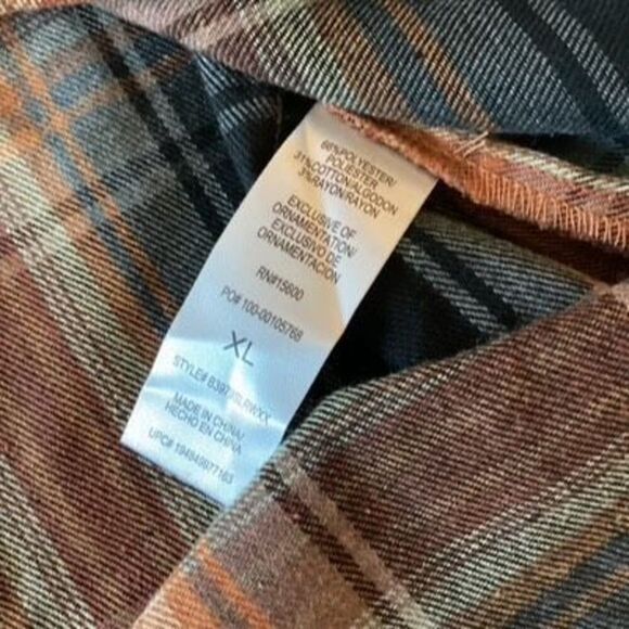 Democracy Women’s Plaid Flannel Shirt Shacket Sz XL Raw Hem Pockets - Picture 5 of 7